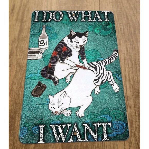 I Do What I Want Cats Kitty 8x12 Metal Wall Sign‎ - Picture 1 of 1